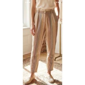 Stela 9 Linen Blend Vertical Multi Color Stripe Pants XS BOHO